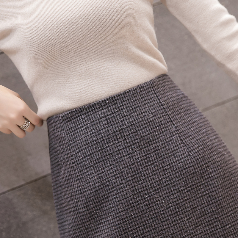 Casual Fall Winter Warm Wool Skirt High Waist Elegant Pencil Midi Skirt Slim Knee Length Split Work Skirt Plus Size 7816 50 210311
