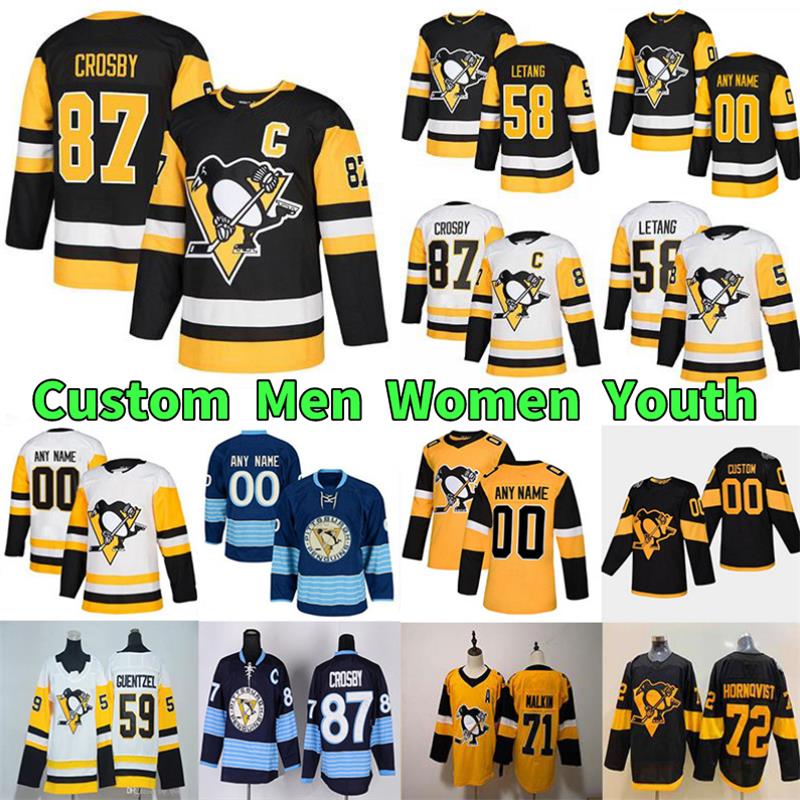 Pittsburgh Penguins Custom Jersey Reverse Retro Danton Heinen Sidney Crosby Drew O'connor Evgeni Malkin Kris Letang Brock Mcginn Jake Guentzel-image