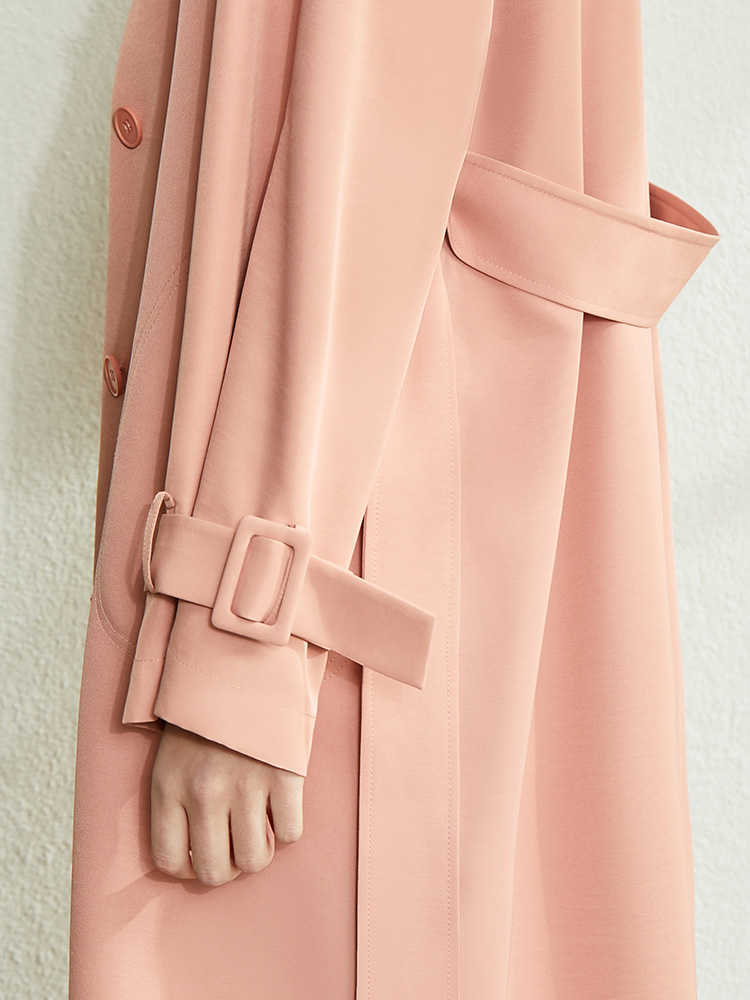 Minimalism Autumn Winter Temperament Women's Trench Coat Fashion Lapel Belt Single-breasted Windbreaker 12027445 210527