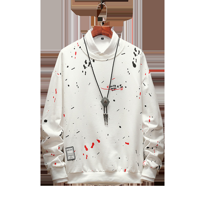 Trend Men Hoodies Casual Solid Splice Pullover O-Neck Slim Fit Men's Sportswear Sweatshirt Print Male Hoody Tracksuit 201127