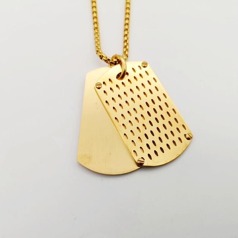 Pendant Necklaces 2021 IP Black 316L Stainless Steel 2pcs Dog Tag Necklace Mens Fashion Jewelry CARA0471