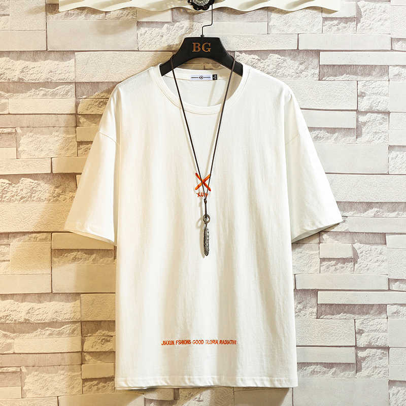 Short Sleeve T Shirt Men's Summer White Black Tshirt Top Tees HIP HOP PUNK ROCK Fashion Clothes Plus Size 4XL 5XL O NECK 210629