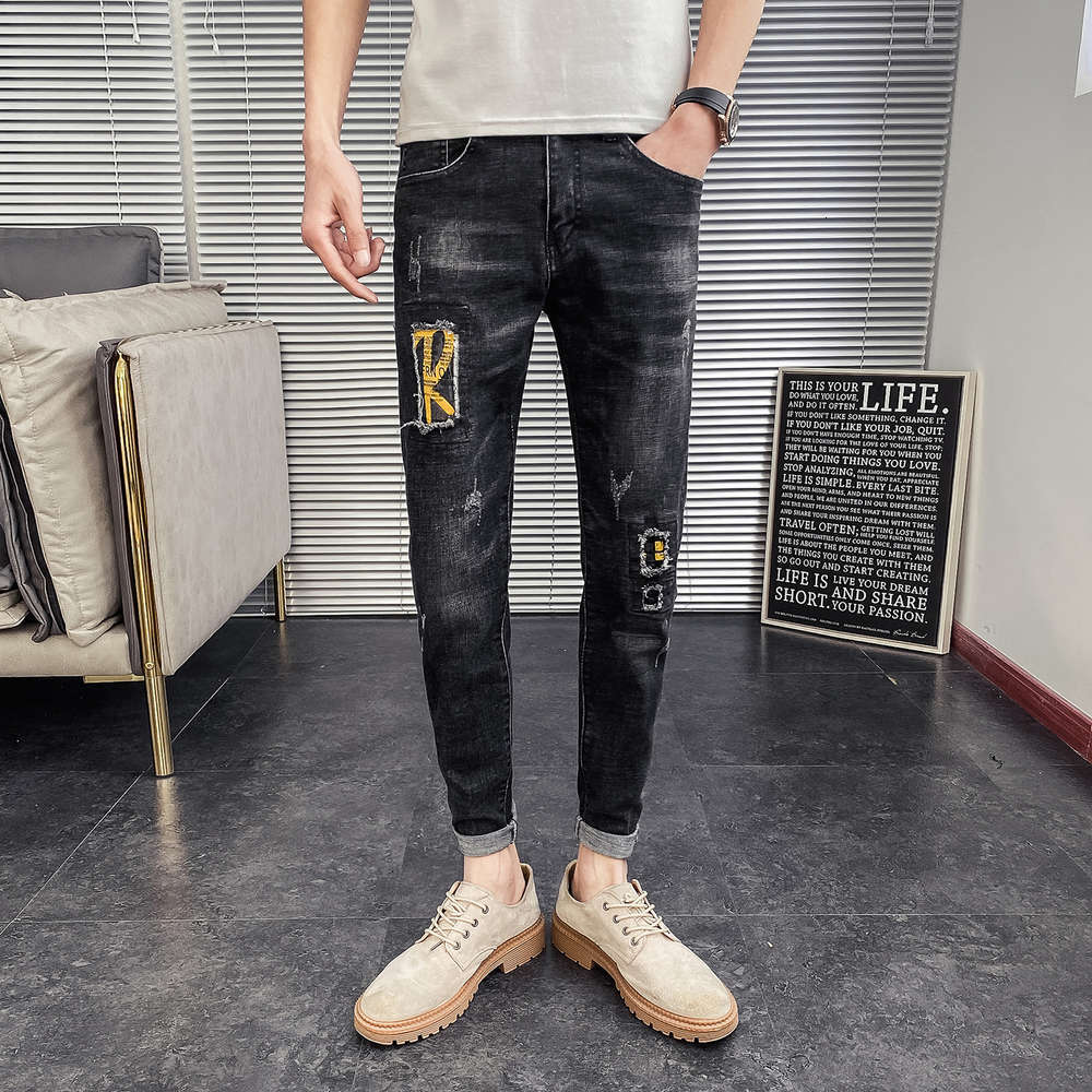Spring 2021 New Youth Korean slim fit stretch embroidery small leg jeans for men, Blue
Spring 2021 New Youth Korean slim fit stretch embroidery small leg jeans for men, Blue