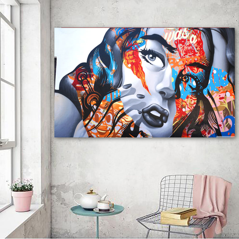 Modern Wall Art Graffiti Woman Colorful Girl Oil Painting Poster Print Portrait On Canvas For Living Room Home Decor No Frame