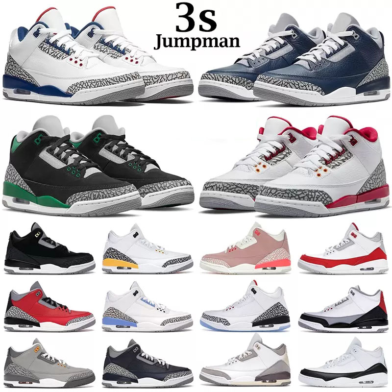 Jumpman 3 Mens Basketball Shoes Cardinal Red University Blue Lightning Black Cat Fire Red White Oreo Retro Things Sports Sneakers Women Trainers 40-47