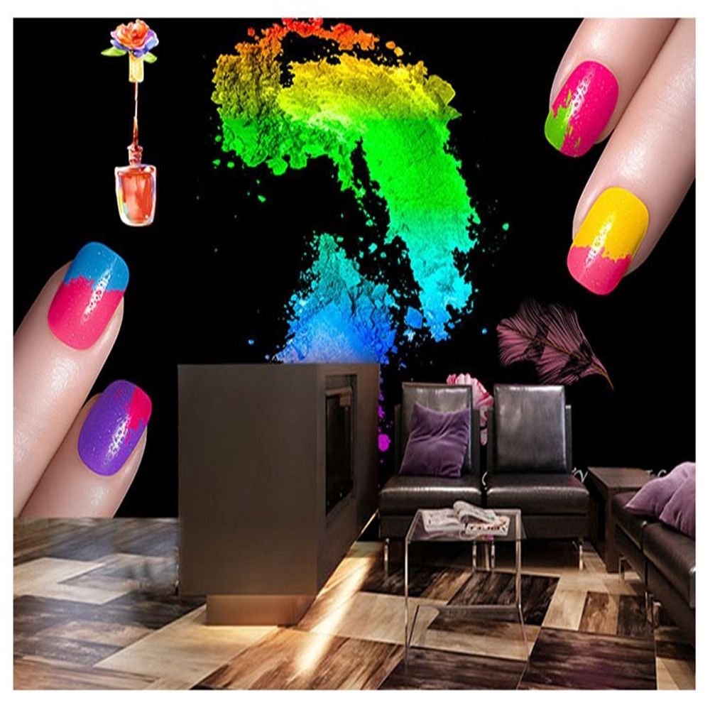 personalized 3D nail polish watercolor graffiti wallpaper beauty shop background 3d wallpapers