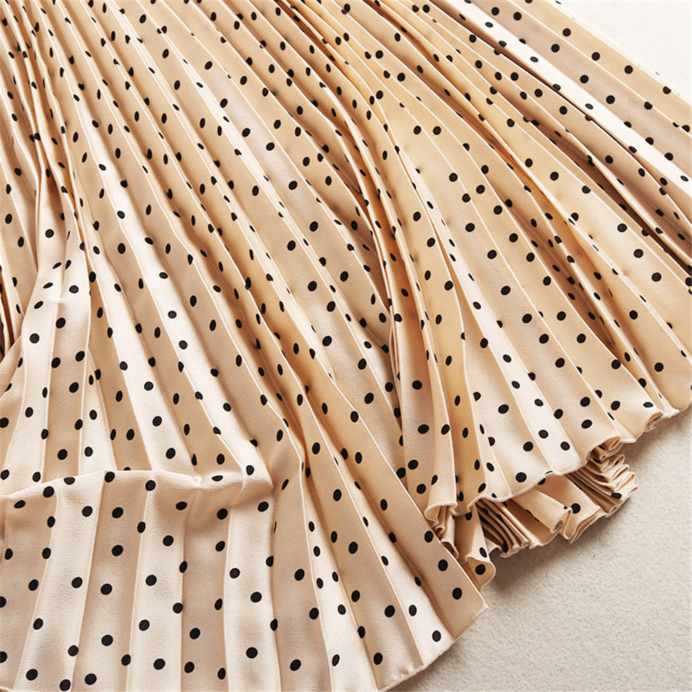 Pleated Skirts Women Spring Autumn Winter Skirt High Waist Dots Print Midi Skirts Womens Skirt Maxi Long Skirts 210306