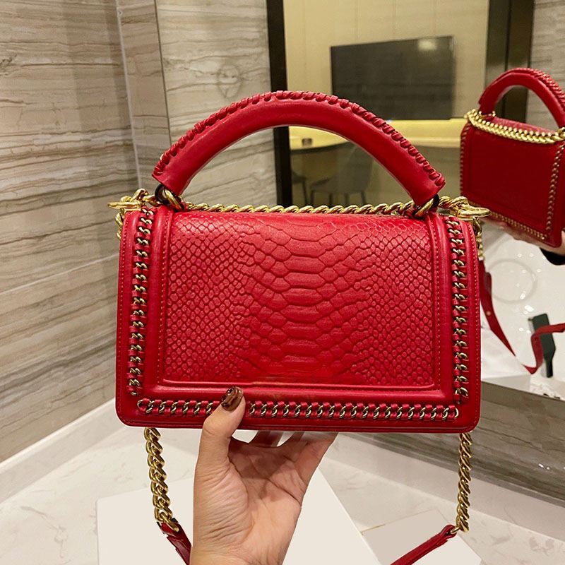 designer Autumn Winter 25*14CM Shoulder Bags Classic Flap Small Weave Handle Totes Snakeskin Genuine Leather Gold Metal Hardware, Red
designer Autumn Winter 25*14CM Shoulder Bags Classic Flap Small Weave Handle Totes Snakeskin Genuine Leather Gold Metal Hardware, Red