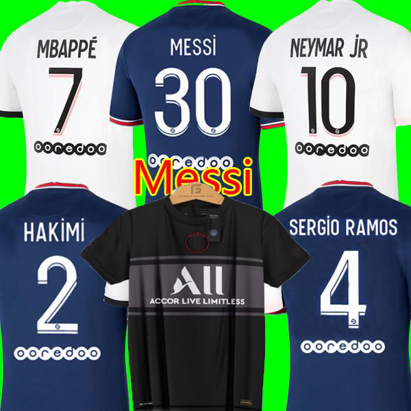 30 MESSI SERGIO RAMOS MBAPPE PSG soccer Jersey 21 22 THIRD black Home blue Away white MARQUINHOS VERRATTI DRAXLER 2021 2022 Football shirt Player version Paris
30 MESSI SERGIO RAMOS MBAPPE PSG soccer Jersey 21 22 THIRD black Home blue Away white MARQUINHOS VERRATTI DRAXLER 2021 2022 Football shirt Player version Paris