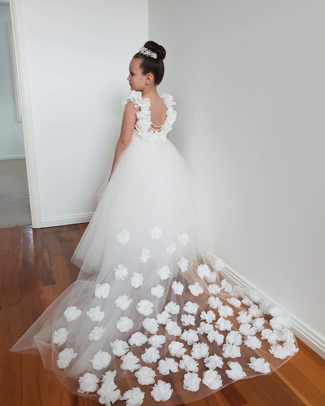 Beauty Noble And A E Girl Dree For Wedding Party Gown Tulle Lace Or Length Sleevele D Ral Hand Made Wer Applique Firt Communion H Pplique 6660306