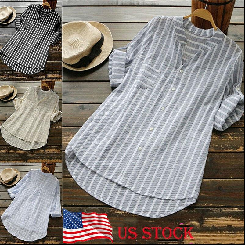 casual women shirts cool womens blouse striped summer v neck blouses loose baggy tunic plus size, White
casual women shirts cool womens blouse striped summer v neck blouses loose baggy tunic plus size, White