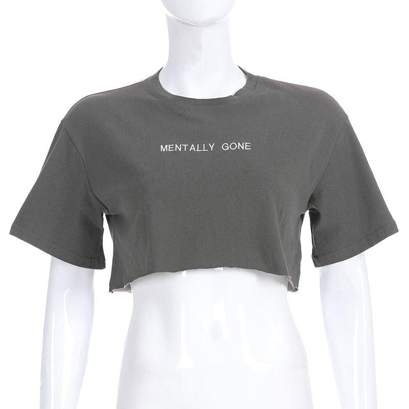 Waatfaat Summer Embroidery Letter Basic Crop T Shirt Loose Casual Harajuku Tshirt Women Kawaii Tee Korean Cute T-shirt Clothing T200614
