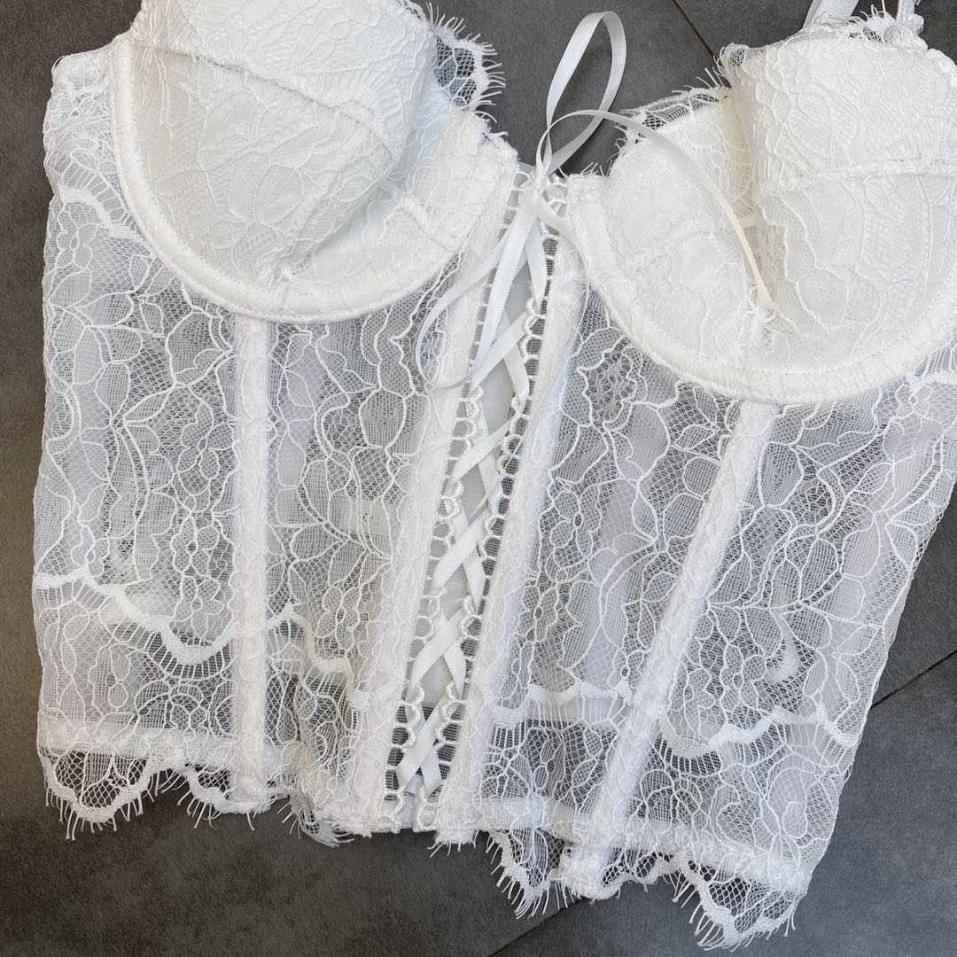 DEAT Women Lace Shoulder Strap Braided Straps Vest Sexy Solid Color Fashion temperament Spring Summer 11D1620 210709