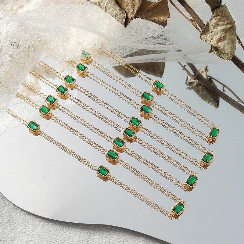 Pendant Necklaces 18k Gold Plated Stainless Steel Multiple Green Zircon Necklace For Women Clavicle Chain Choker Jewelry 
Pendant Necklaces 18k Gold Plated Stainless Steel Multiple Green Zircon Necklace For Women Clavicle Chain Choker Jewelry