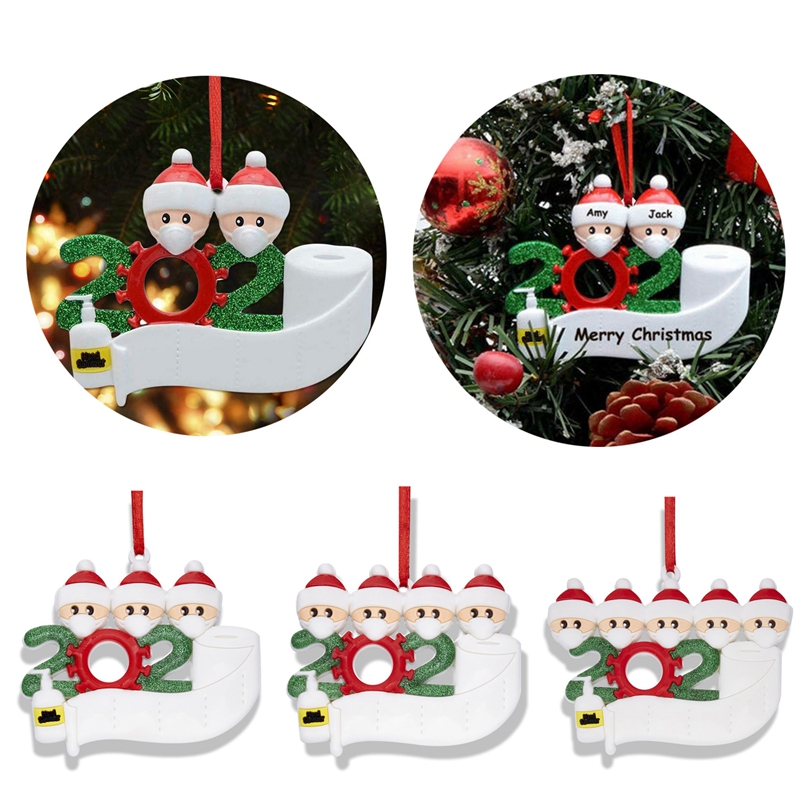 Cute Silicone Ornaments Personalized DIY Handwriting Mask Snowman Family 2 3 4 5 Christmas Tree Hanging Pendants VT1731 Free shipping