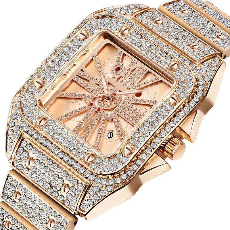 Wristwatches Hip Hop Cool Men's Watches Luxury Diamond Quartz Wrist Watch Calendar Square Iced Out Reloj Hombre Drop, Gold
Wristwatches Hip Hop Cool Men's Watches Luxury Diamond Quartz Wrist Watch Calendar Square Iced Out Reloj Hombre Drop, Gold