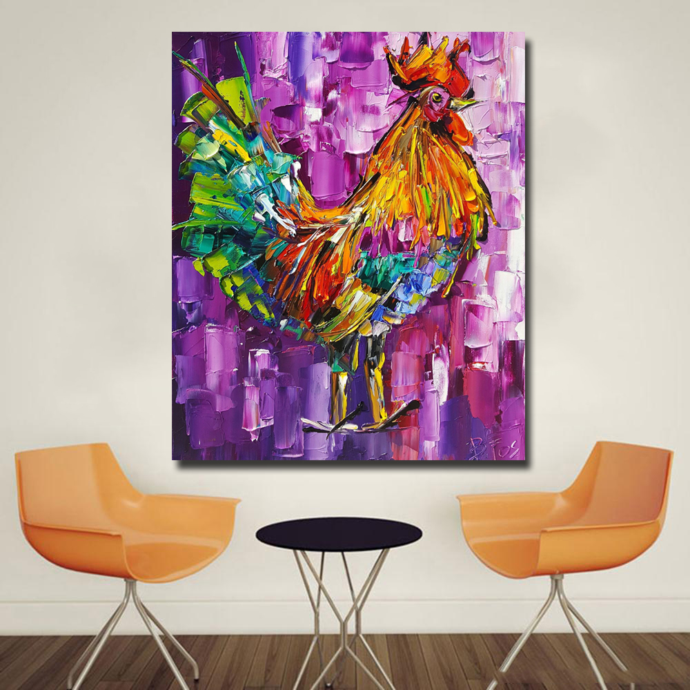 Abstract Animal Painting Chicken Impression Painting Wall Pictures For Living Room Home Decor Canvas Art No Frame