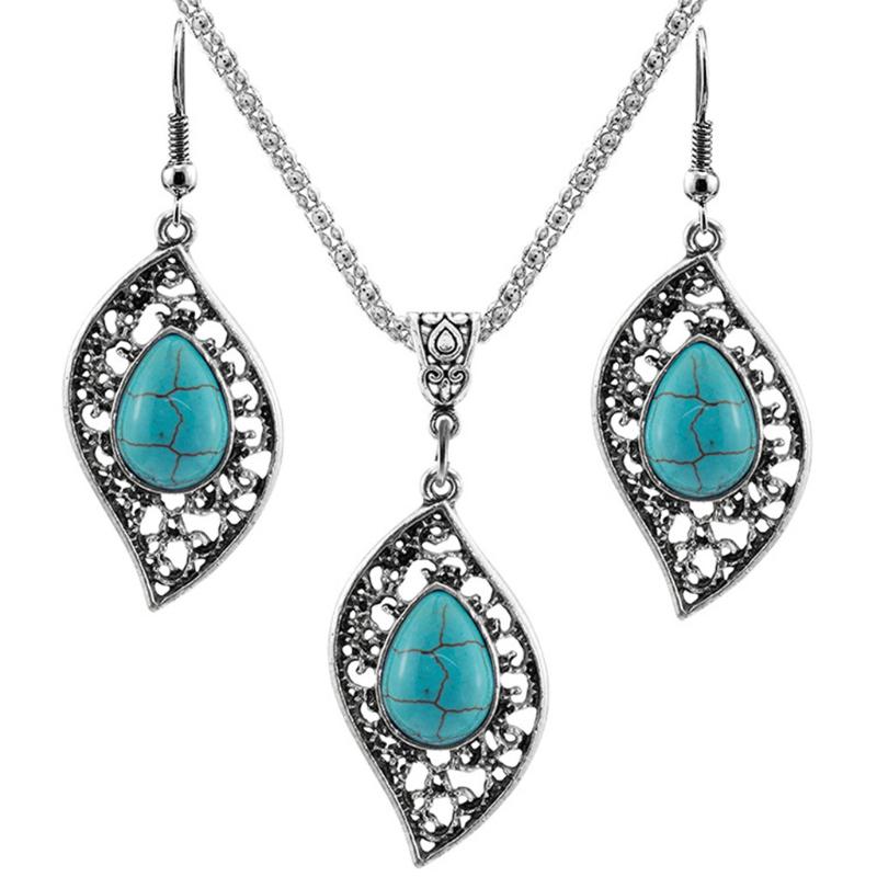 Chains Design Leaf Jewelry Retro Set Earrings Fashion Turquoise Necklace Necklaces & Pendants
Chains Design Leaf Jewelry Retro Set Earrings Fashion Turquoise Necklace Necklaces & Pendants