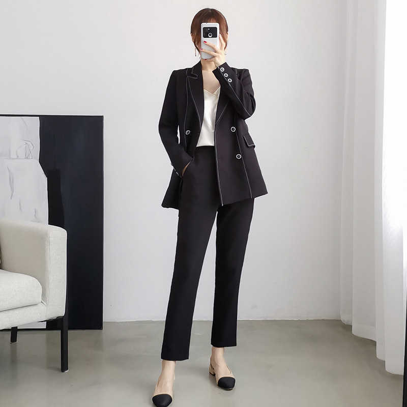 High quality women's plus size 5XL office pants suit autumn slim black blazer Two-piece feminine professional trousers 210527
High quality women's plus size 5XL office pants suit autumn slim black blazer Two-piece feminine professional trousers 210527