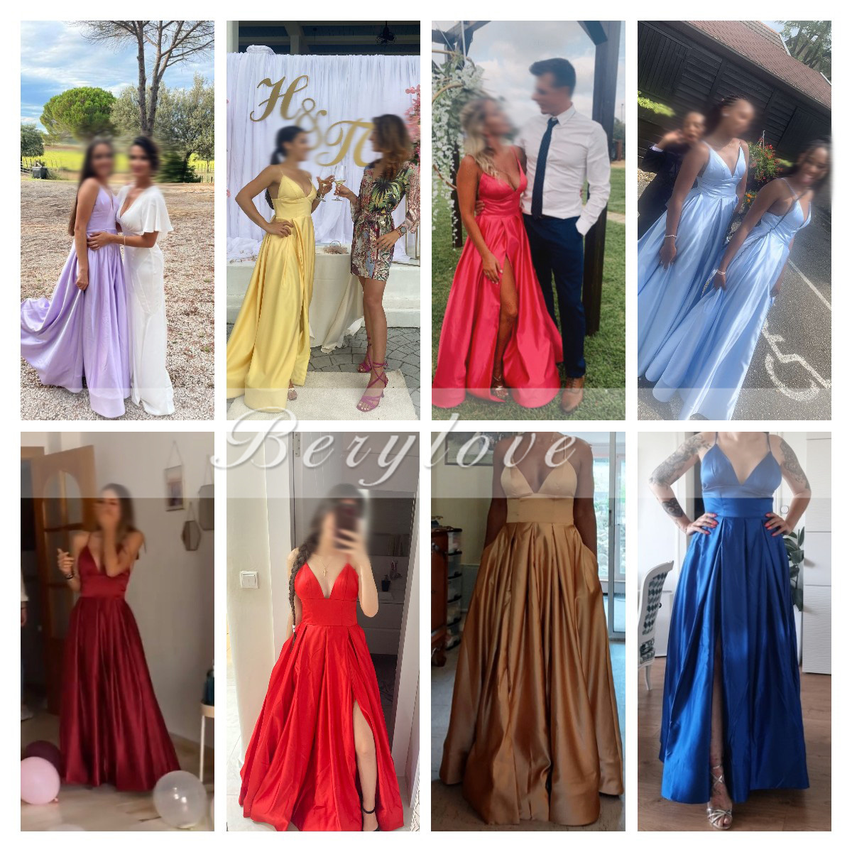 Sexy V Neck Satin Evening Dresses Spaghetti Strap Side Slit Prom Dress High Waist Evening Gowns Party Dress Robe de soiree