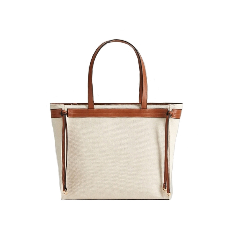 Women's cotton hemp canvas large capacity Tote Bag contrast tassel shoulder hand bag, Beige 
Women's cotton hemp canvas large capacity Tote Bag contrast tassel shoulder hand bag, Beige