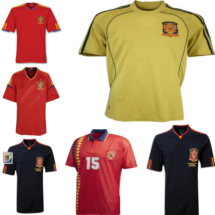 2010 Spain retro jersey 1994 RAUL XAVI Hierro LUIS ENSRIQUE XAVI ALONSO Caminero Iniesta PUYOL PIQUE David Villa TORRES 2008 2012 1996, Black;yellow 
2010 Spain retro jersey 1994 RAUL XAVI Hierro LUIS ENSRIQUE XAVI ALONSO Caminero Iniesta PUYOL PIQUE David Villa TORRES 2008 2012 1996, Black;yellow