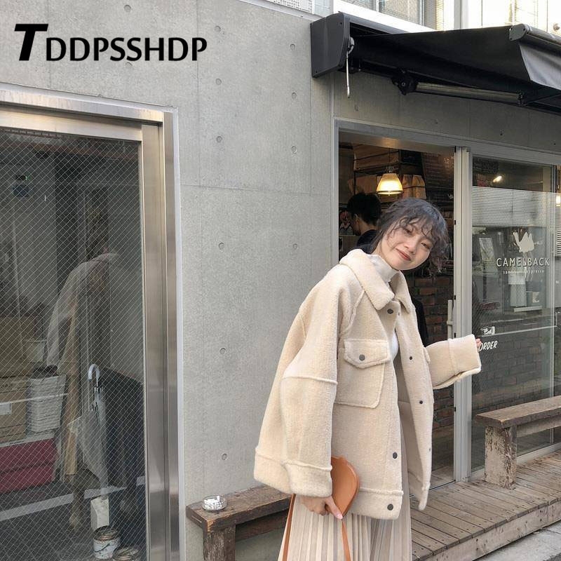 Spring Furry 3 Color Can Choose Women Coat Long Sleeve Lapel Pocket Decor Casual Female Jacket T200212