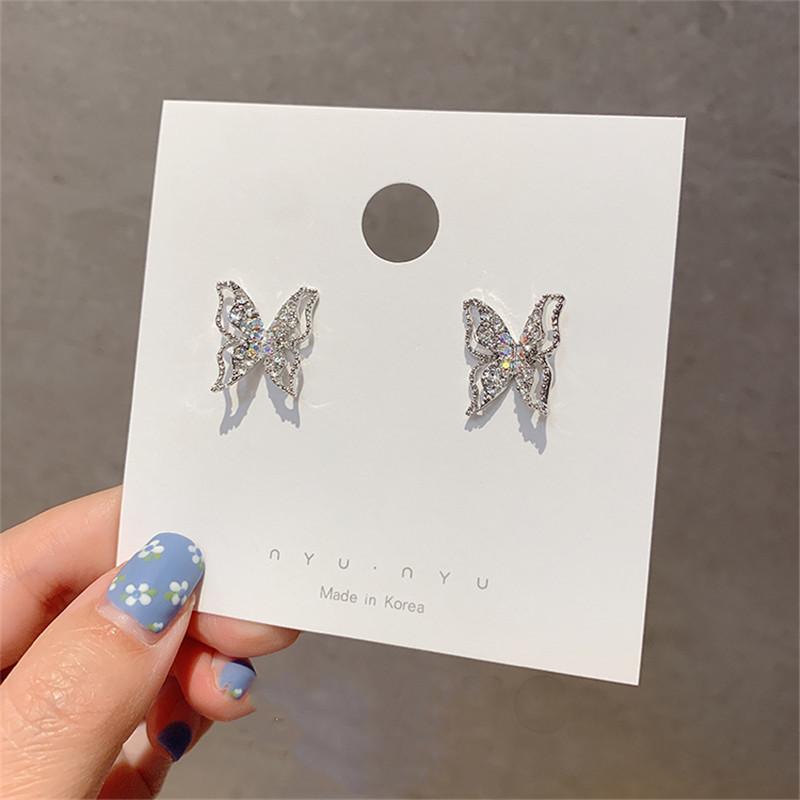 Stud Needle Color Diamond Butterfly Earrings Female Korean Super Fairy Temperament Hollow Out Student 
Stud Needle Color Diamond Butterfly Earrings Female Korean Super Fairy Temperament Hollow Out Student