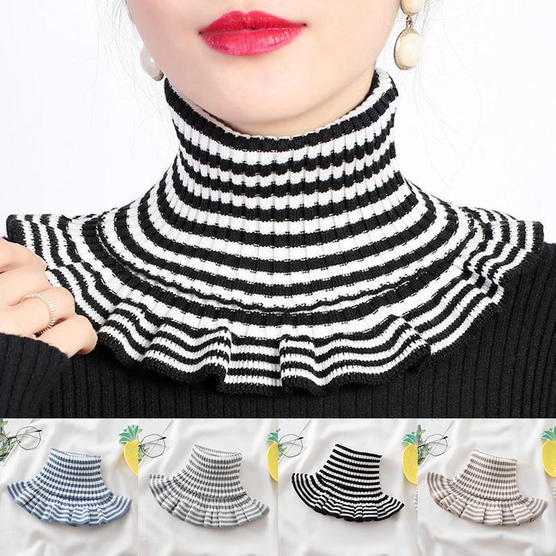 Scarves Women Fake Collar Striped Ruffle Elastic Turtleneck Knitting Necklace Winter Warm Detachable Windproof Cycling Supplies
Scarves Women Fake Collar Striped Ruffle Elastic Turtleneck Knitting Necklace Winter Warm Detachable Windproof Cycling Supplies