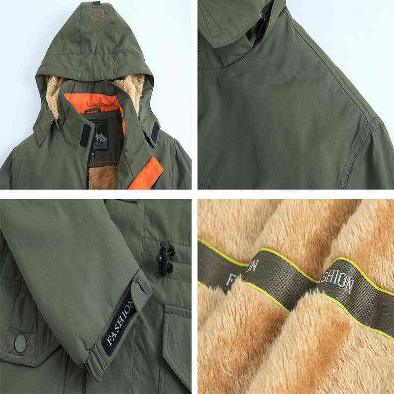 DIMUSI Winter Men's Bomber Jackets Casual Hiking Windbreaker Hooded Coats Male Outdoor Fleece Warm Army Cargo Clothing 211214