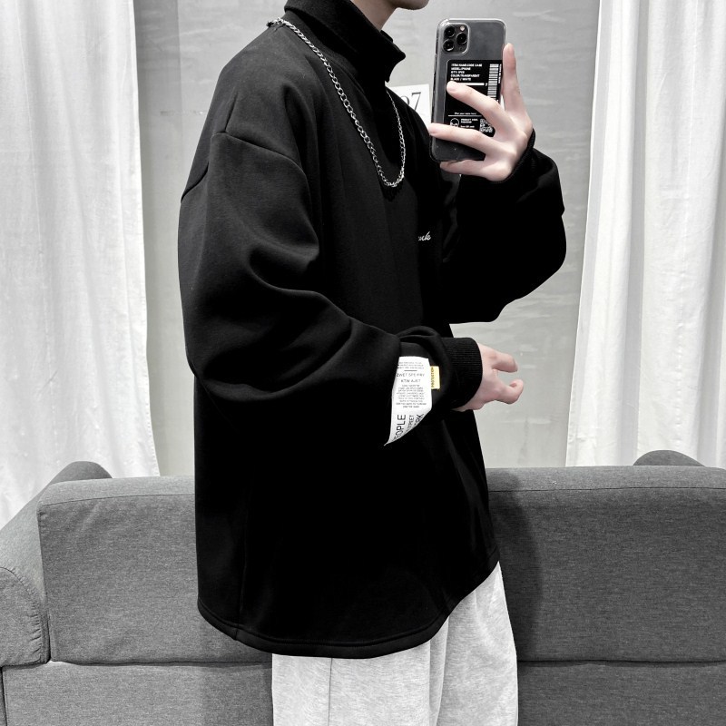 SingleRoad Mens Turtleneck Sweatshirt Men Winter Casual Oversized Harajuku Japanese Streetwear Sweatshirts Black Hoodie Men 201103