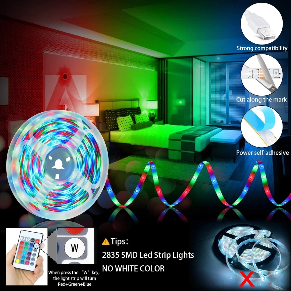 5V USB LED Strip light 2835 DC LEDs Lights Flexible 1M 2M 3M 5M White Warm For TV Background Lighting Night Lamp