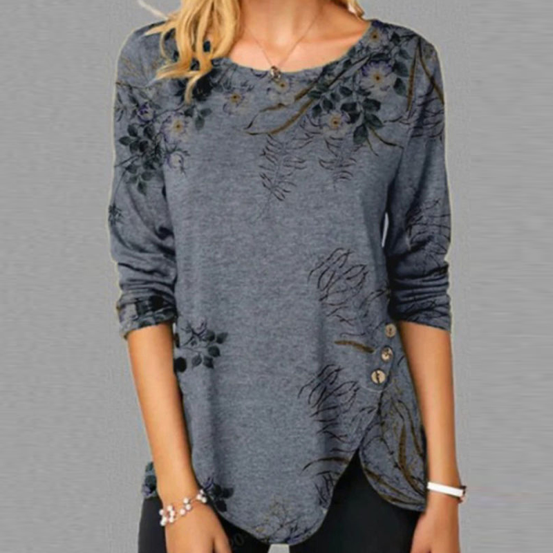 New Fashion Dragonfly Flower Print T-shirt Women Shirts Long Sleeve Ladies Loose Tops Woman Shirt Casual Loose Pullover 210310