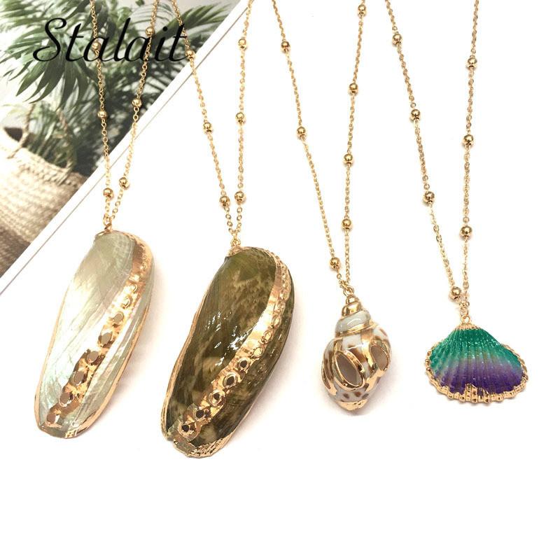 Pendant Necklaces Bohemian Bead Seashell Necklace Women Shell Gold Beach Accessories