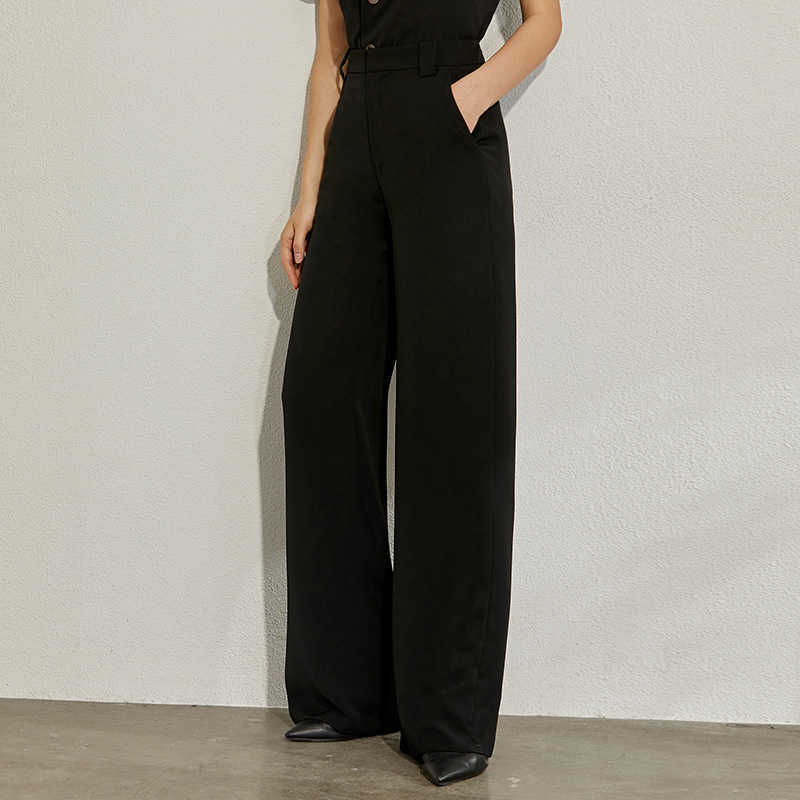 Minimalism Spring Summer Solid Lapel Slim Olstyle Shirt Caual High Waist Loose Pants 12070243 210527