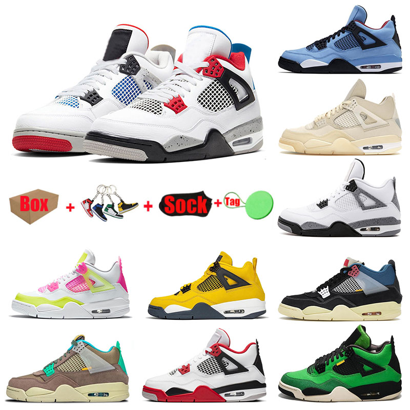 

2021 Arrival Authentic Jumpman 4 Trainers Outdoor Shoes Desert Moss University Blue Sail 4s Basketball Sneakers What The White Oreo Union Analyzes Women Sports Men, 36-47 desert moss