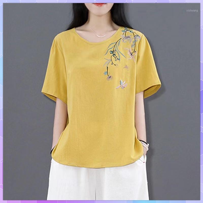 Women's T-Shirt Retro Cotton And Linen Short Sleeve Summer Fashion Casual Flower Embroidery Oversized 2021 Plus Size Tops, 1pc white
Women's T-Shirt Retro Cotton And Linen Short Sleeve Summer Fashion Casual Flower Embroidery Oversized 2021 Plus Size Tops, 1pc white