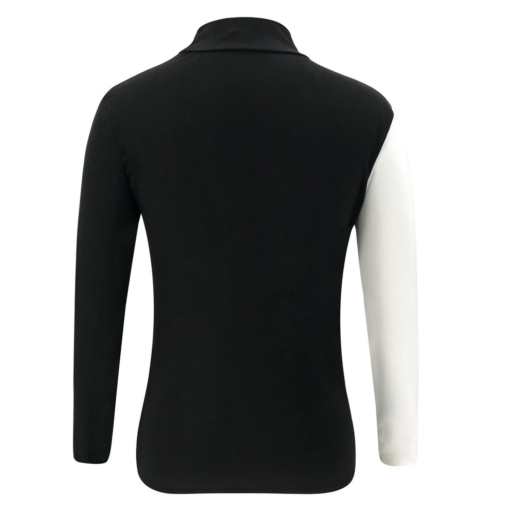 OL T Shirt Women Long Sleeve Turtleneck Tee Shirt Femme Elegant Ladies Buttons Autumn Winter Top Office Lady Contrast Top D25 210302