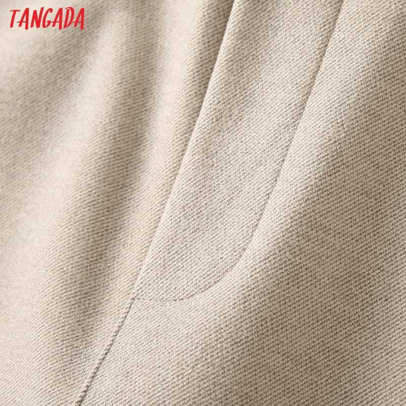 Tangada Winter Fashion Women Thick Warm Suit Pants Trousers Pockets Office Lady Elegant Pantalon YU145 211115