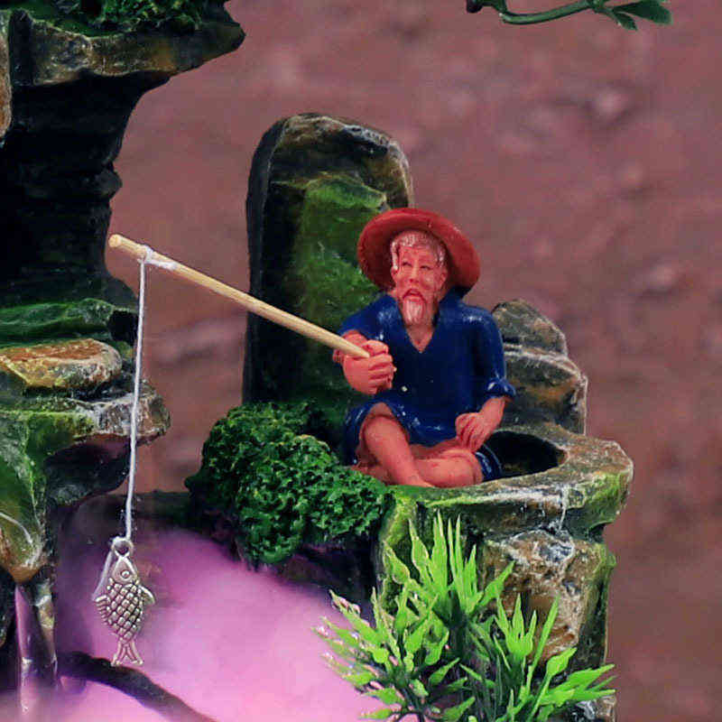 Indoor Resin Rockery Waterfall Feng Shui Flowing Fountain Desktop Ornament Office Decor Relaxation Meditation Sound 211108