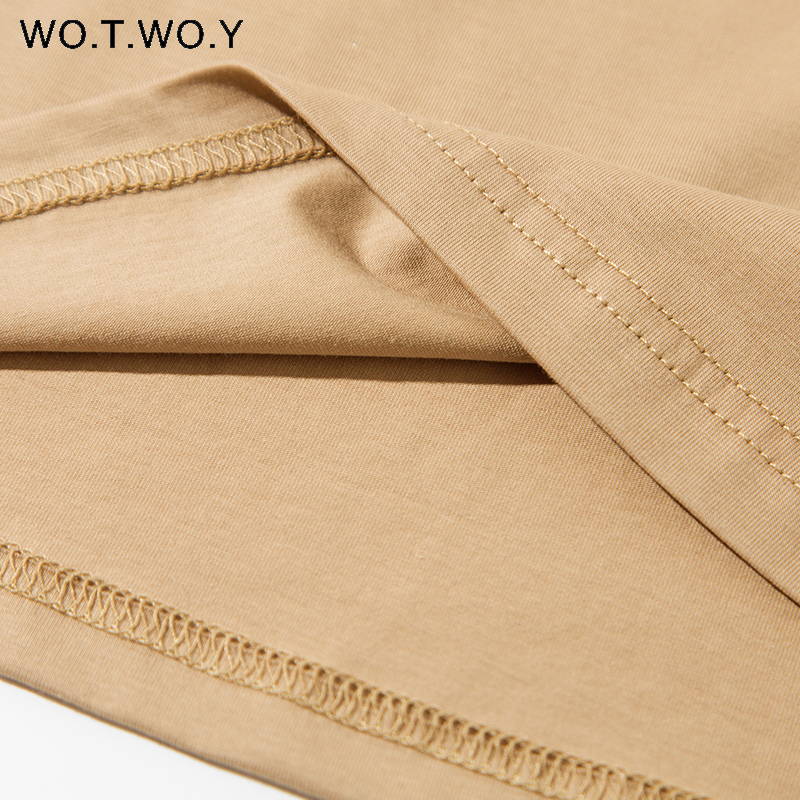WOTWOY Summer Knitted V-Neck T-Shirt Women Cotton Basic Solid Tee Shirt Female Short Sleeve Kintwear Tops Harajuku Tshirt Ladies 210306