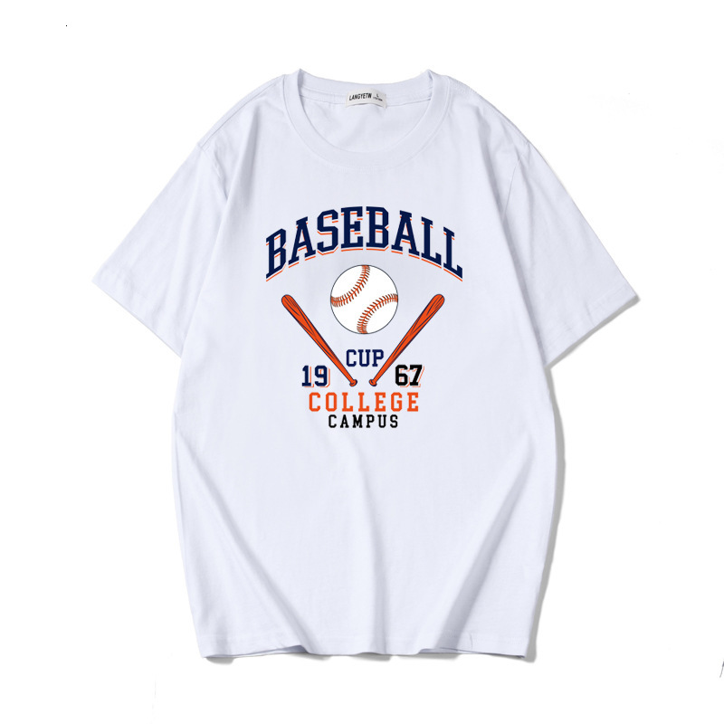 t shirt men's fashion short sleeve cotton loose baseball print youth sports large for men, White;black
t shirt men's fashion short sleeve cotton loose baseball print youth sports large for men, White;black