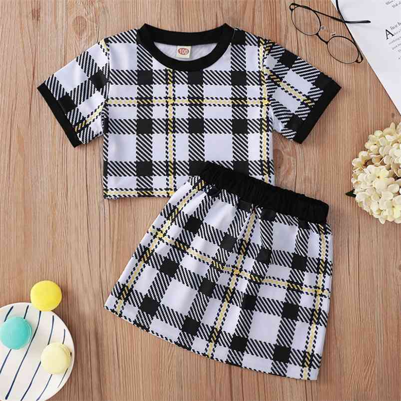 Summer Children Sets Casual Short Sleeve O Neck Plaid T-shirt Patchwork Skirt 2Pcs Girl Boys Clothes 9M-5T 210629, White
Summer Children Sets Casual Short Sleeve O Neck Plaid T-shirt Patchwork Skirt 2Pcs Girl Boys Clothes 9M-5T 210629, White