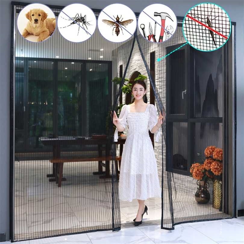 

Summer Magnetic Sheer Curtains Screen Mesh On The Door Mosquito Net Anti Fly Insect Automatic Closing Large Size 211102, Black