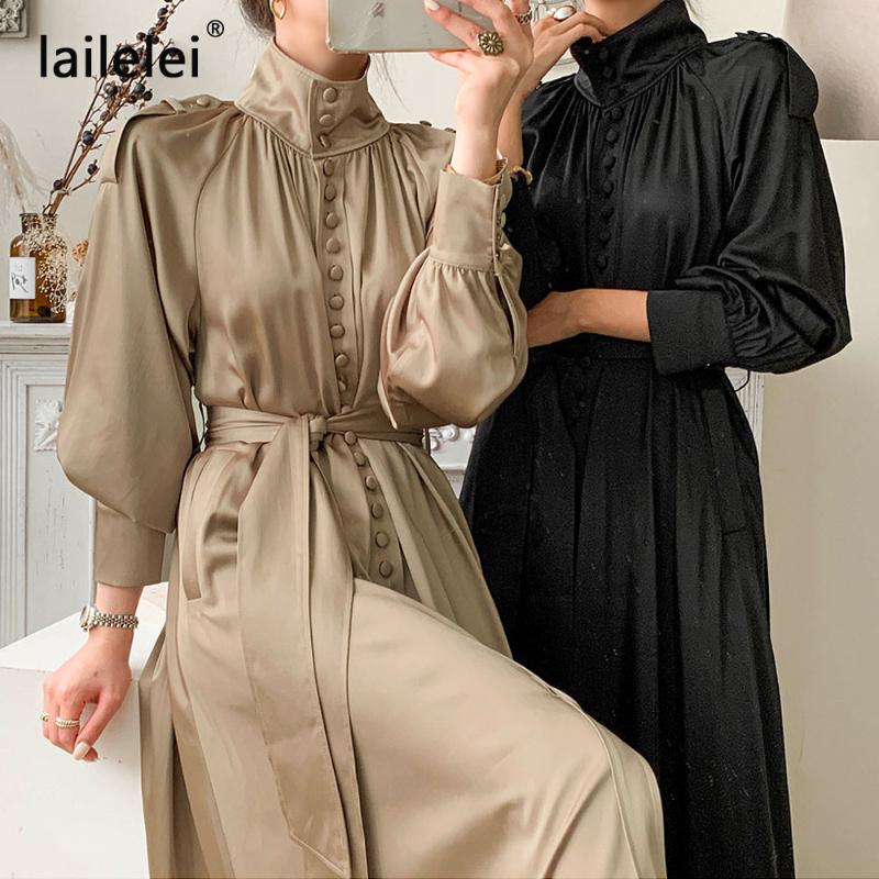 Casual Dresses Botton Satin Stand Collar Maxi Dress Long Sleeve Women Party Elegant Robe Femme Lace-up A-line Vestido 2021 Spring Plus Size, Black
Casual Dresses Botton Satin Stand Collar Maxi Dress Long Sleeve Women Party Elegant Robe Femme Lace-up A-line Vestido 2021 Spring Plus Size, Black