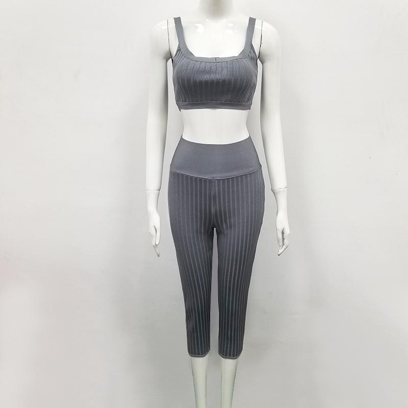 2021 New brown white grey playsuit Women two-piece Knitted bodycon Romper Celebrity evening party Bandage playsuits