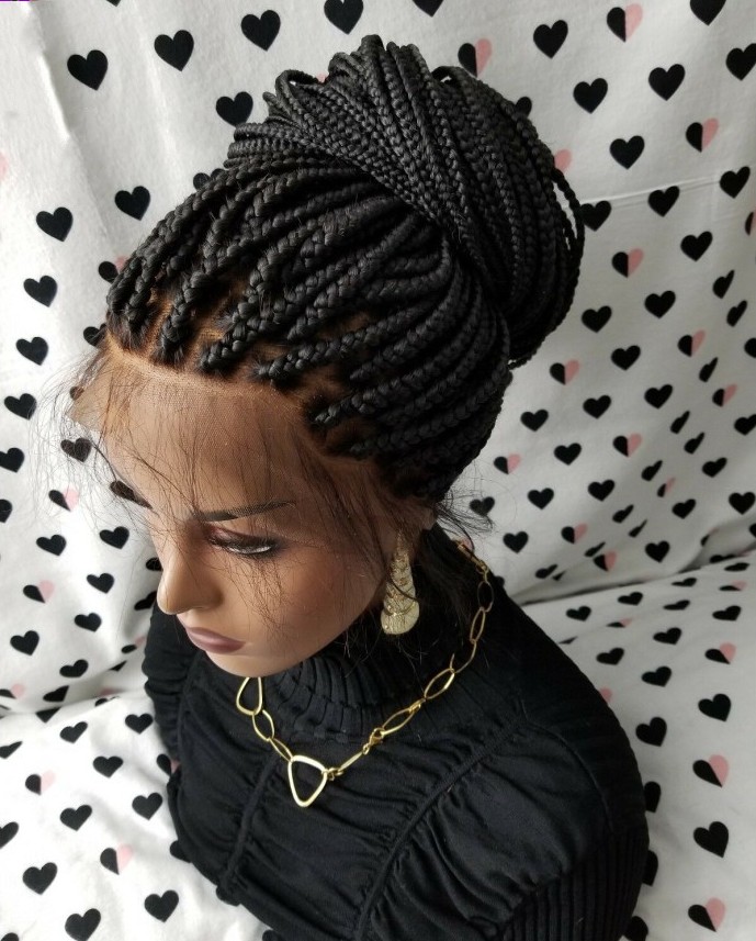 2021 Fashion Braided Box Braids Wigs High Temperature Fiber Hair Synthetic Lace Front Wig For American Black Women