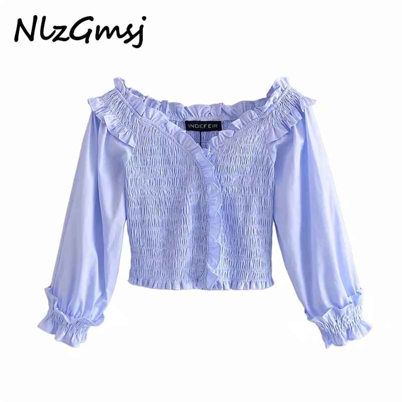 Blouse Women Long Sleeve V Neck Ruffles Tops Summer Elastic Solid Colour Boho Blouses Shirt 04 210628, As picture
Blouse Women Long Sleeve V Neck Ruffles Tops Summer Elastic Solid Colour Boho Blouses Shirt 04 210628, As picture
