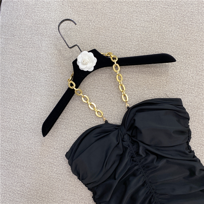 DEAT 2021 Winter Women New Style Fashion Sleeveless Pleated Gold Chain Decoration Casual Slim Tube Top Short Vest RD674 210308
