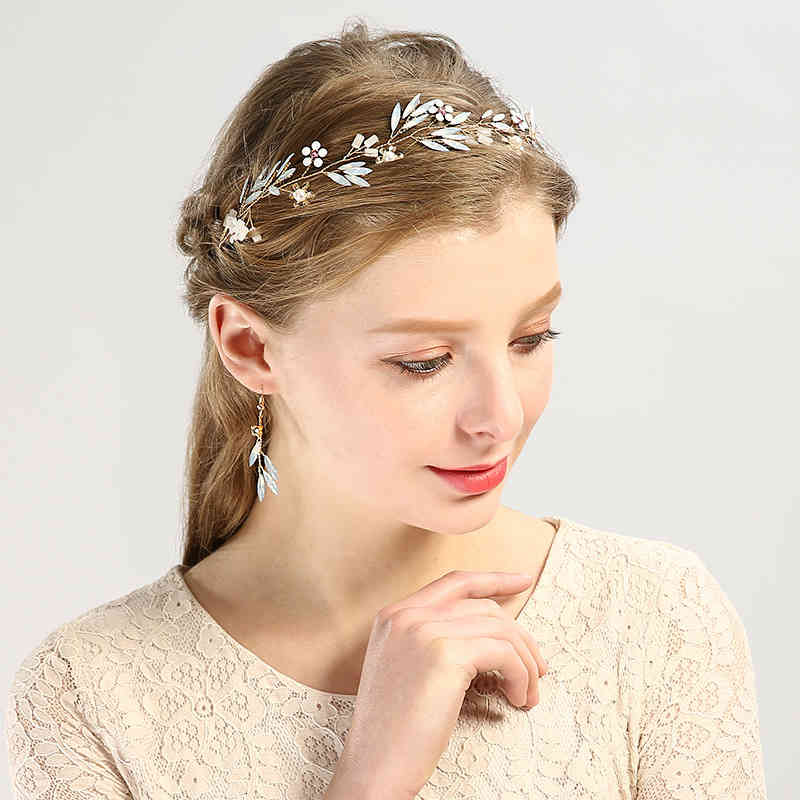 Wedding Hair Jewelry Accessories Special Protein Glass Headdress Gold Flower Crystal Dress Band Bride